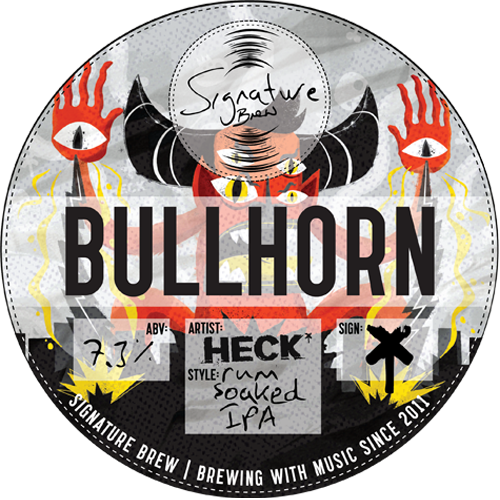 BULLHORN. Rum Soaked IPA. A collab with HECK.