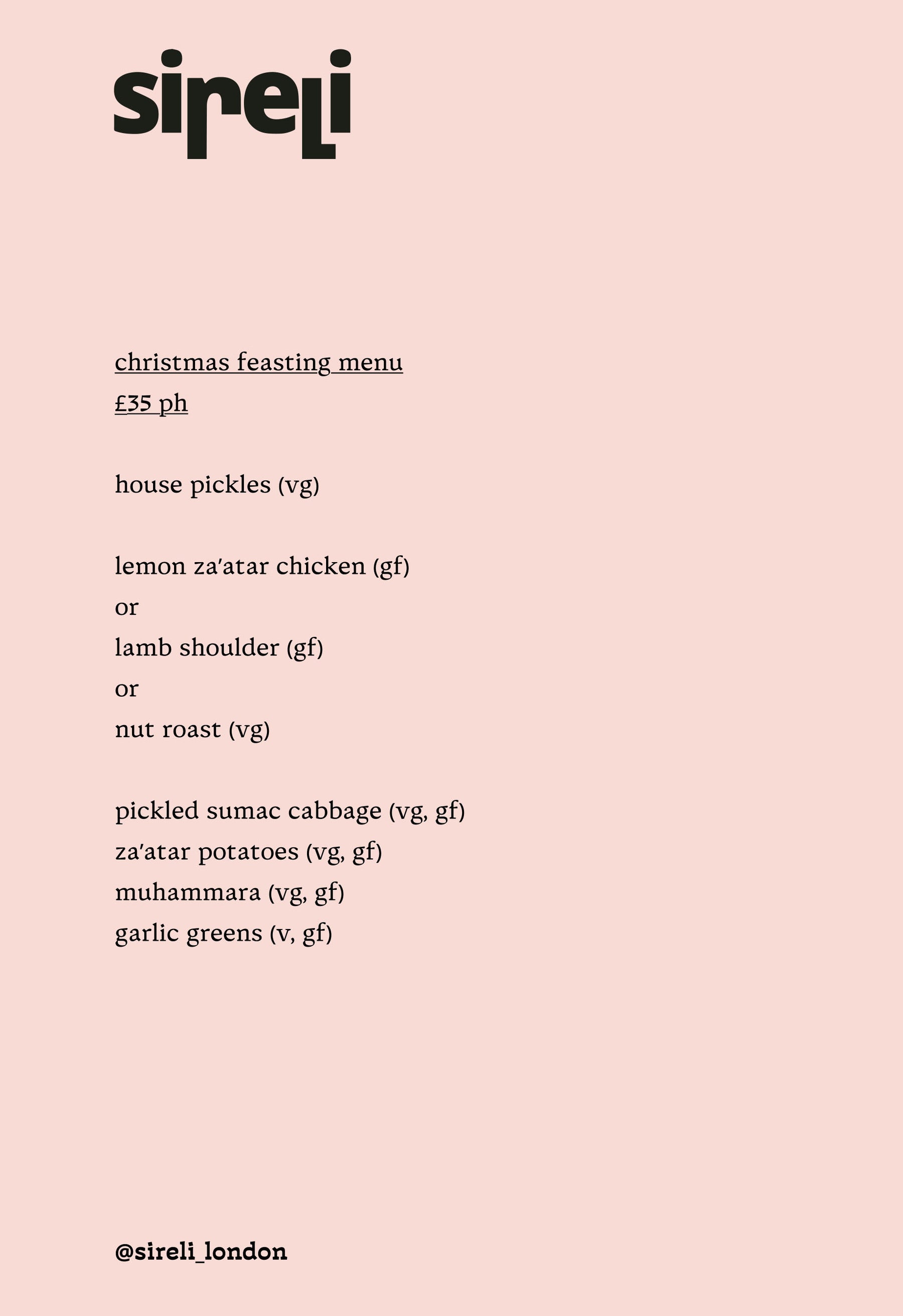 CHRISTMAS FEASTING MENU
