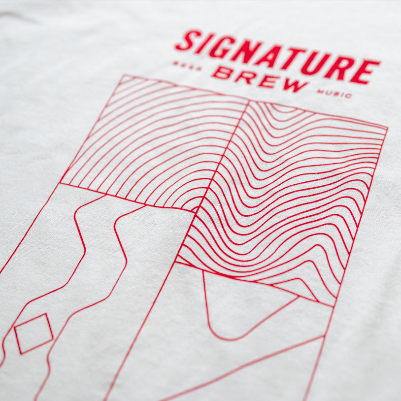Brewery Long Sleeve T-shirt Signature Brew White Red Ink The New Classic Analogue Lager Pilsner London Merch Detail